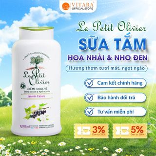 Sữa Tắm Dưỡng Ẩm Pháp Le Petit Olivier hương Hoa Nhài Lý Chua Đen Thành Phần Thiên Nhiên Thơm Lâu 500ml