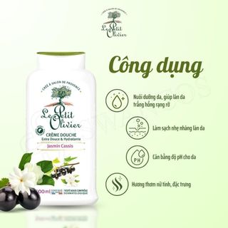 Sữa Tắm Dưỡng Ẩm Pháp Le Petit Olivier hương Hoa Nhài Lý Chua Đen Thành Phần Thiên Nhiên Thơm Lâu 500ml