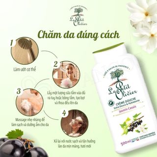 Sữa Tắm Dưỡng Ẩm Pháp Le Petit Olivier hương Hoa Nhài Lý Chua Đen Thành Phần Thiên Nhiên Thơm Lâu 500ml