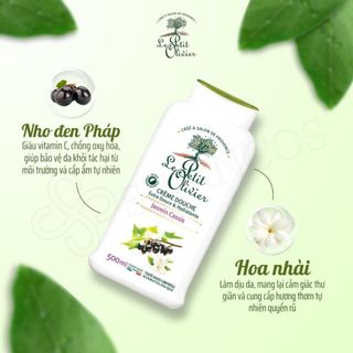 Sữa Tắm Dưỡng Ẩm Pháp Le Petit Olivier hương Hoa Nhài Lý Chua Đen Thành Phần Thiên Nhiên Thơm Lâu 500ml