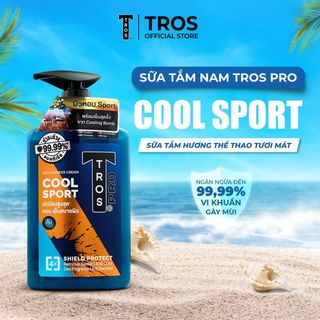 Sữa Tắm Nam TROS Cool Sport Shower Cream Hương Nước Hoa Thể Thao, Kháng Khuẩn, Sạch Sâu, Loại Bỏ Bụi Bẩn 450ml