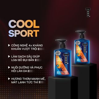 Sữa Tắm Nam TROS Cool Sport Shower Cream Hương Nước Hoa Thể Thao, Kháng Khuẩn, Sạch Sâu, Loại Bỏ Bụi Bẩn 450ml