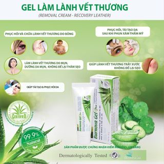 Gel thoa bỏng Vitara Burnova Gel Plus tái tạo da sau bỏng, sau laser, làm lành vết thương, vết thương mụn 25g, 50g, 70g