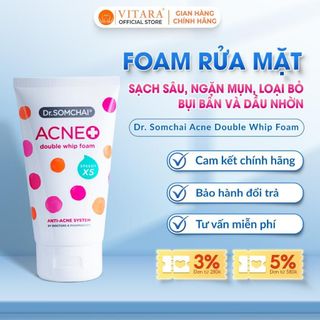 Foam rửa mặt Dr. Somchai Acne Double Whip Foam sạch sâu, ngăn mụn, loại bỏ bụi bẩn và dầu nhờn 100g