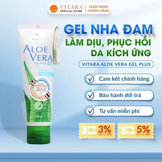 Gel thoa da bị kích ứng Vitara Aloe Vera 5% Panthanol làm dịu da sau bỏng nắng, sần sùi, bị bỏng, cháy nắng 120g