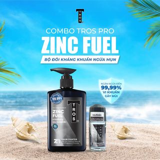 Combo kháng khuẩn ngăn mụn TROS ZinC Fuel hương nước hoa, sạch sâu, loại bỏ dầu nhờn và bụi bẩn, ngăn ngừa mụn Thái Lan