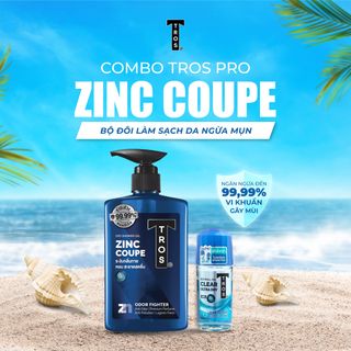 Combo Siêu Rẻ - Sữa tắm nam TROS Zinc Coupe & Lăn khử mùi Clear Ultra – Làm Sạch Sâu, Ngừa Mụn & Khô Thoáng Ngăn Mùi Suốt Ngày