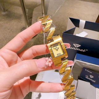 ĐỒNG HỒ NỮ CHÍNH HÃNG FUNMEI F2112L DÂY ZICZAC VÀNG FULLBOX TEM HÃNG