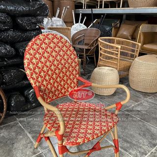 Ghế cafe nhà hàng nhựa giả mây cao cấp ghế mây nhựa đan bông mai