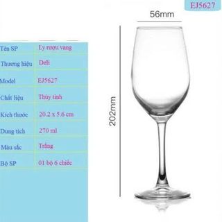 BỘ 6 LY UỐNG RƯỢU VANG DELI 285ML EJ5627