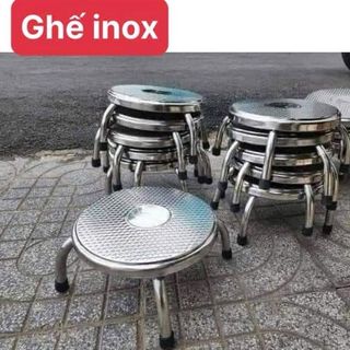 Ghế Ngồi Inox Tròn Thấp (Kiện 50 Cái)