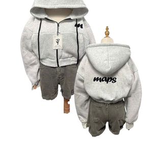 Áo Khoác Croptop Nón Rộng 2 Lớp Vải Chính Logo Thêu Chữ M- Chất Nỉ Bông Dày Mịn