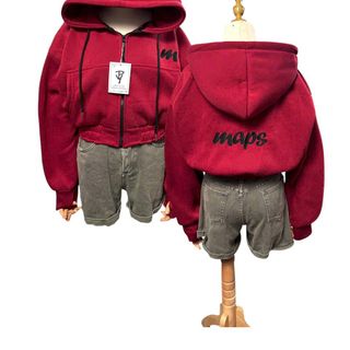 Áo Khoác Croptop Nón Rộng 2 Lớp Vải Chính Logo Thêu Chữ M- Chất Nỉ Bông Dày Mịn