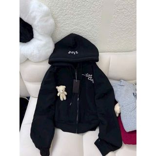 Áo Khoác Dây Kéo Phao Logo Thêu 2108 Buterity - Nỉ Xuất Khẩu Mềm Mịn, Kèm Charm Gấu