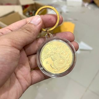 Móc Khóa Xu 12 Con Giáp Mạ Vàng Treo Oto, Xe Máy Phong Thủy, Lì Xì Tết