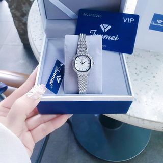 ĐỒNG HỒ NỮ CHÍNH HÃNG FUNMEI FL2145 MẶT VUÔNG DÂY LƯỚI THÉP FULLBOX TEM
