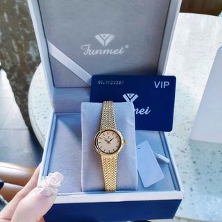 ĐỒNG HỒ NỮ CHÍNH HÃNG VINTAGE FUNMEI FL2148 MẶT TRÒN DÂY LƯỚI FULLBOX TEM