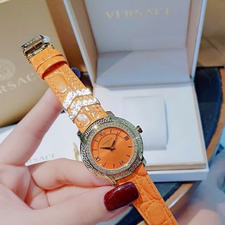 ĐỒNG HỒ NỮ CAO CẤP VERSEC DV25 DÂY DA CAM HOA VĂN