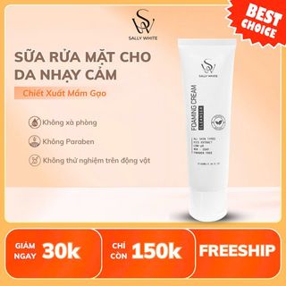 Sữa rửa mặt gạo SALLY WHITE - 100ml - Loại bỏ bụi bẩn, cân bằng độ ẩm và dưỡng da sáng mịn