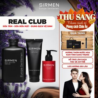 Bộ quà tặng cho nam REAL CLUB - Gồm Sữa tắm gội 4in1, Gel rửa mặt 2in1 và Dung dịch vệ sinh nam 3in1 hương nước hoa châu Âu SIRMEN | TẶNG TÚI XÁCH & NƯỚC HOA 10ML