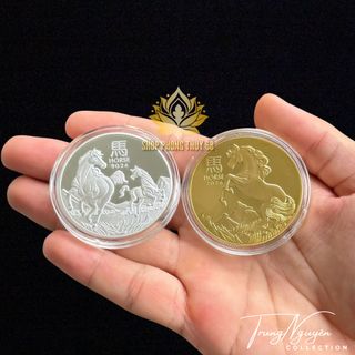 Combo Sỉ Cặp Xu Úc Ngựa Mạ Vàng Bạc Lì Xì Tết 2025 Tặng Kèm Túi Gấm