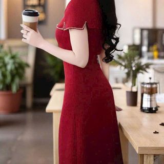 Đầm xòe cố choàng cườm sang trọng hàng thiết kế cao cấp Sk756635