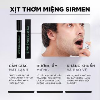 [Combo 2 chai] Xịt thơm miệng SIRMEN Europe Mint Cool Spray vị bạc hà thơm mát tự nhiên, khử mùi hôi miệng ngay lập tức, thơm kéo dài, công nghệ tiên tiến chai 10ml
