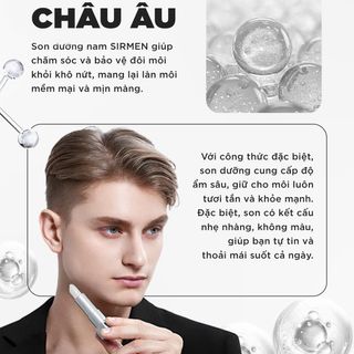 Son dưỡng nam 2 in 1 SIRMEN Europe Gentlemen dòng cao cấp 4.2g  chiết xuất cao cấp công nghệ tiên tiến