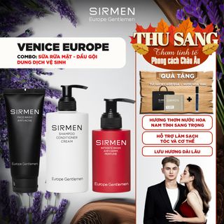 Bộ quà tặng cho nam Venice Europe - Gồm Sữa rửa mặt 2in1, Dầu gội xả dưỡng 3in1 và Dung dịch vệ sinh nam 3in1 100g hương nước hoa châu Âu SIRMEN | TẶNG TÚI XÁCH VÀ NƯỚC HOA