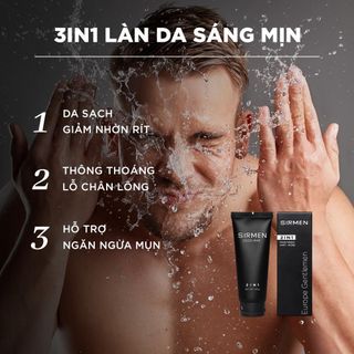 Bộ quà tặng cho nam Venice Europe - Gồm Sữa rửa mặt 2in1, Dầu gội xả dưỡng 3in1 và Dung dịch vệ sinh nam 3in1 100g hương nước hoa châu Âu SIRMEN | TẶNG TÚI XÁCH VÀ NƯỚC HOA