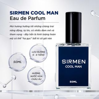 [Chai 50ml] Nước hoa nam SIRMEN COOL MAN Eau de Parfum Châu Âu thơm thanh mát, trẻ trung, năng động