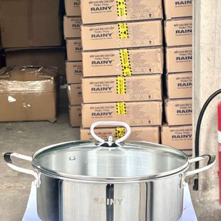 NỒI INOX 3 ĐÁY RAINY NẮP KÍNH 16-30CM