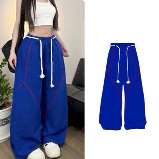 Quần dài nữ lai rộng thùng thình chất dù có dây luồng lưng, phối mí thân quần