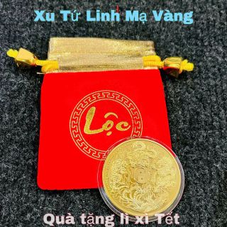 Sỉ Xu Tứ Linh Mạ Vàng Tặng Kèm Túi Gấm Đỏ