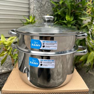 BỘ XỬNG INOX 3 ĐÁY NẮP KÍNH RAINY 20-30CM