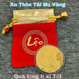 Sỉ Đồng Xu Thần Tài Mạ Vàng Kèm Túi Gấm Đỏ
