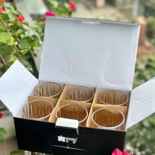 Bộ 6 cốc thủy tinh vàng bầu cao cấp (THÙNG 8B)