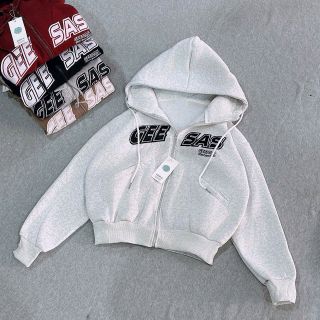Áo khoác nữ chất nỉ dệt xuất khẩu, áo lửng có nón 2 lớp rộng GEE SAS
