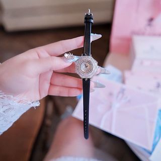 MÓN QUÀ 20/10 ĐỒNG HỒ NỮ CHÍNH HÃNG BRIDETALK DÂY DA MẶT PHA LÊ FULLBOX