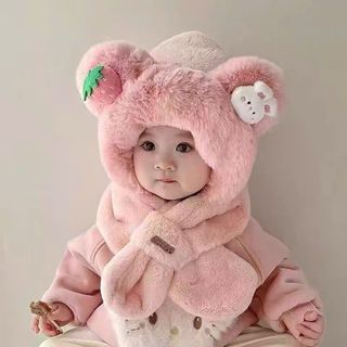 Mũ lông kèm khăn giữ ấm cho bé
