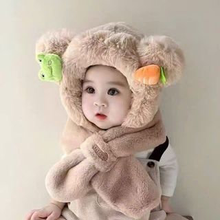 Mũ lông kèm khăn giữ ấm cho bé