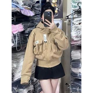 Áo Khoác Lửng Nón Rộng 2 Lớp Vải Chính Thêu Logo Chữ M, Túi Hộp, - Nỉ Dệt Xuất Khẩu Chất Lượng Cao