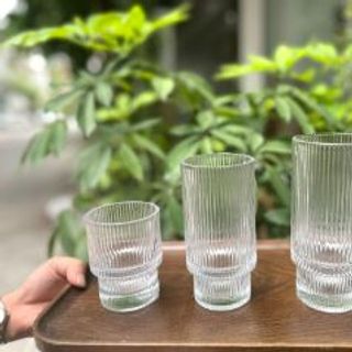 Bộ 6 cốc Thủy Tinh Sọc Trắng 2 Tầng 293ml 211T (THÙNG 8B)