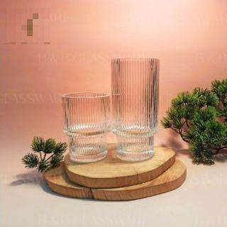 Bộ 6 cốc Thủy Tinh Sọc Trắng 2 Tầng 293ml 211T (THÙNG 8B)
