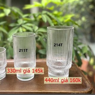 Bộ 6 cốc Thủy Tinh Sọc Trắng 2 Tầng 293ml 211T (THÙNG 8B)