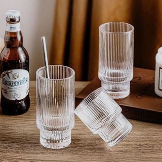Bộ 6 cốc Thủy Tinh Sọc Trắng 2 Tầng 293ml 211T (THÙNG 8B)