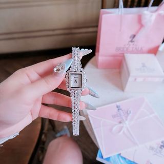 MÓN QUÀ 20/10 ĐỒNG HỒ NỮ CHÍNH HÃNG BRIDETALK MẶT VUÔNG ĐÍNH PHA LÊ FULLBOXTEM