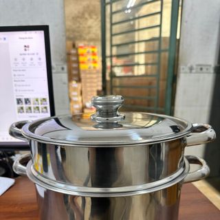 BỘ NỒI XỬNG INOX 1 ĐÁY RAINY NẮP INOX 24-30CM