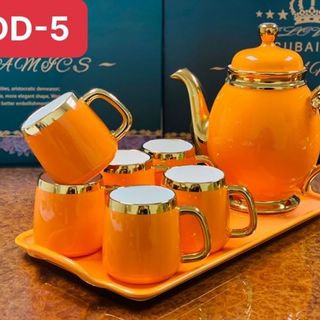 Bộ Bình Cốc Khay Sứ Cam Bầu DD-5 (THÙNG 8B)