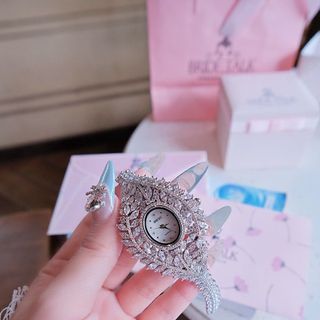 MÓN QUÀ 20/10 ĐỒNG HỒ NỮ CHÍNH HÃNG BRIDE TALK ĐÍNH PHA LÊ CHIẾC LÁ FULLBOX